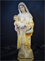 WOODEN MADONNA WITH CHRIST CHILD  STATUE