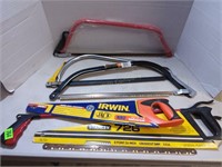 (2) Hand Saws, (3) Bow Saws & Grabber