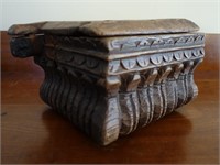 HEAVY CARVED WOOD BOX WITH COMPARTMENTS