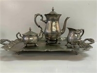 4 PIECE PLATED TEASET AND 4 PIECE
