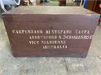 VINTAGE PINE TRUNK STAMPED MELBOURNE WITH CONTENTS