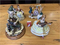 4X PORCELAIN LADY AND GENT STATUES