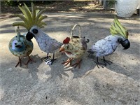 4 TIN GARDEN ART BIRDS