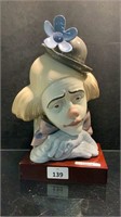 LLADRO CLOWN BUST ON STAND - 26CM HIGH