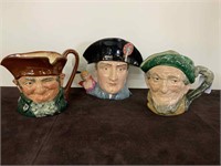 3X CHARACTER JUGS - LARGE 19CM HIGH