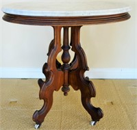 19th C MARBLE TOP PARLOUR TABLE