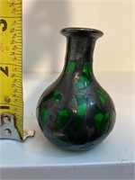 Forest Green Silver Overlay Vase