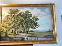 Framed landscape oil on canvas early unsigned