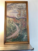 Large antique framed embroidery