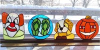 (4) Whimsical Stain Glass Art Pieces