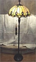 63" Tiffany Style Floor Lamp, Art Glass Shade