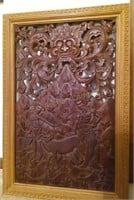 Oriental Carved Picture - Framed