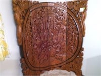Carved Wooden Oriental 4 Section Privacy Screen