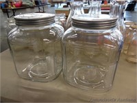 2 Glass Biscuit Jars