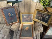 4X EARLY GERMAN HANDPAINTED OIL PICTURES