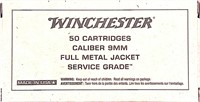 50 rounds Winchester Caliber 9mm Full Metal