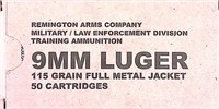 50 rounds Remington Arms 9mm Luger Full Metal