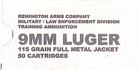 50 rounds Remington Arms 9mm Luger Full Metal