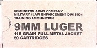 50 rounds Remington Arms 9mm Luger Full Metal