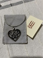 James Avery sterling French heart scroll pendant.