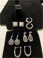 Five pair of ladies fashion pierced earrings,