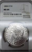 1884-O Morgan Dollar - MS64 NGC - Blast White!