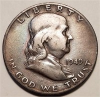 1949-S Franklin Half Dollar - Nicely Toned Example