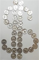 Roll of 40 silver Washington Quarters