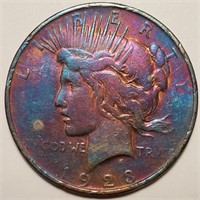1923 Silver Peace Dollar - Double Play Toner - WOW