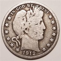 1912 Barber Half Dollar - Lightly Circulated Coin
