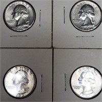 4 BU Silver Washington Quarters 1961-64 D