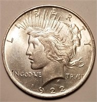 1922 Silver Peace Dollar - High Grade Blast White