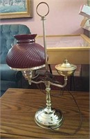 Table lamp with red shade