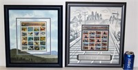 2 USPS Framed Stamp Sheet - Trains & Planes
