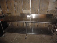 STAINLEES STEEL PREP TABLE W/WHEELS-96''X31''X36''