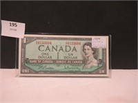 UNC 1954 Beattie Rasminsky One Dollar Bill