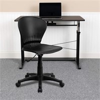 Mid-Back Black Plastic Swivel Task Office Chair
