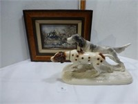 Oil on Board 12"x10" / Dog Figurine Made in