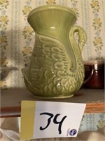 Green swan vase marked USA 806