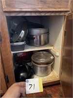 Cookware in cabinet