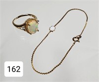 14K Gold & Opal Bracelet & Designer Gemstone Ring