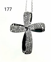 Sterling .925 Crystal Encrusted Cross on Chain