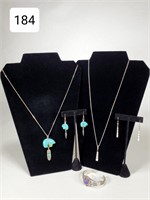 Sterling/ Turquoise Necklace/Earrings Elephant Set