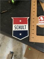 Schult sign painted tin