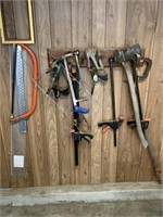Long handle tools and clamps