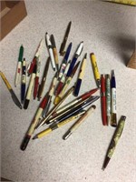 Collection of advertising pencil holders and pens