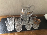 Heart and thumb print water pitcher and eight