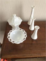 Collection of milk glass