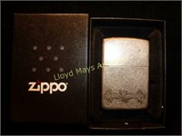 Zippo Wind Proof Barb Wire Cigarette Lighter & Box