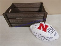 AUTOGRAPHED FOOTBALL AND BOX